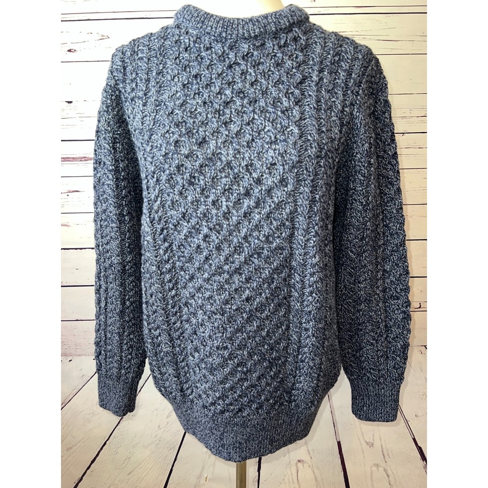 Original Aran Sweater Merino Wool Cable Knit Crewneck Fisherman Womens Medium